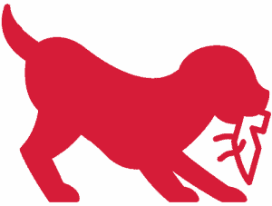 Chewing icon in red.