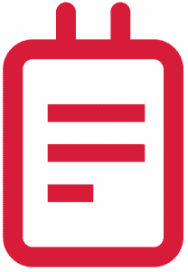 Ícone vermelho do formulário de doação.