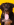 nærbillede af sort hund med tunge, der stikker ud, på en gul baggrund